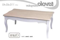 Tavolino H45*110*60 Cm Basso Bianco Salotto Legno Shabby Chi