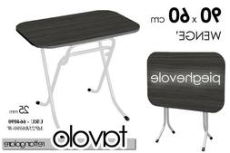 Tavolino H60*90 Nero Weng&egrave; Rettangolare Pieghevole Metallo 