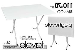 Tavolino H70*110 Bianco Rettangolare Pieghevole Telaio Metal