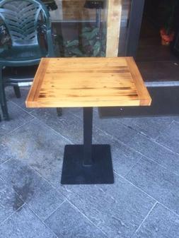 Tavolino In Ferro E Legno Quadrato 60x60 Da Bar Per Esterno 