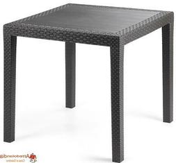 Tavolino King In Dura Resina Finto Rattan Vimini Nero Antrac
