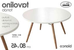 Tavolino Tondo Bianco 80*45 Cm Struttura In Metallo Cucina B