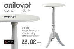Tavolino Tondo Bianco In Legno 30*55 Cm Salotto Giardino Mog