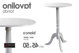 Tavolino Tondo Bianco Legno 45*h50 Cm Salotto Ingresso Mog 6