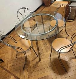 Vetro Temprato + 4 Sedie Legno Alluminio Ikea