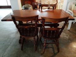 Vintage Legno Massello Con 4 Sedie