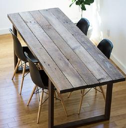 Vintage Legno Massello Gambe In Ferro 160 X 80