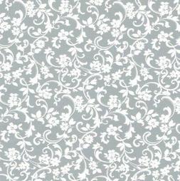Tela Cerata Tovaglia Fiori Bianco Su Grigio M19174 Angolare 