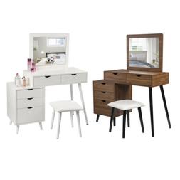 Con Trucco Specchio Sgabello 5 Cassetti Toeletta Camera