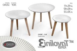 set 3 tavoli tavolini tondi con gambe